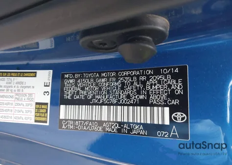 2015 Scion Tc z USA, uszkodzony, nr VIN JTKJF5C78FJ002471